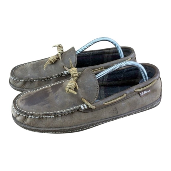 LL Bean Handsewn 212164 Mens 9 Leather Flannel Lined...